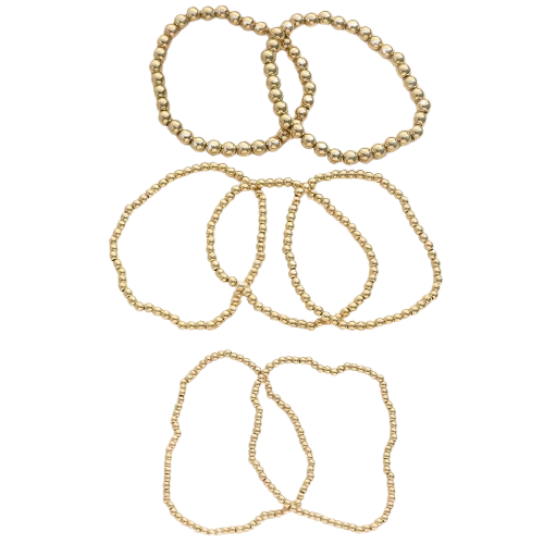 Set de 7 bratari elastice cu diferite dimensiuni de bilute, marime elastica universala, unisex, auriu [1]