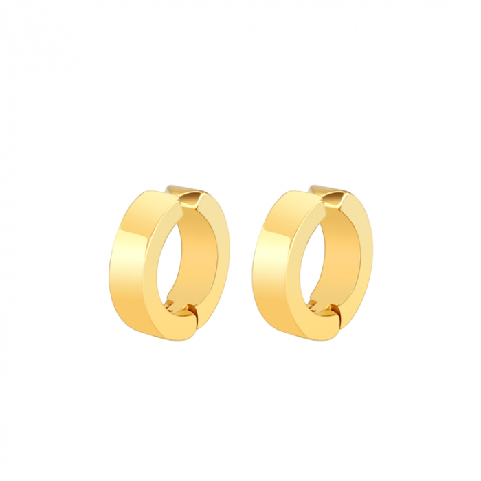 Set de doi cercei rotunzi falsi pentru ureche cu clips, unisex, otel inoxidabil, auriu [1]
