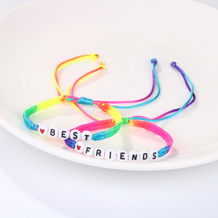 Set de doua bratari tip snur pentru prieteni, BFF, lucrata manual, model cu best friends, marime reglabila, multicolore [4]