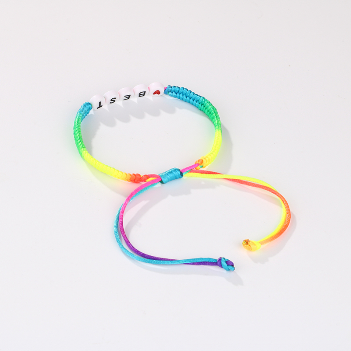 Set de doua bratari tip snur pentru prieteni, BFF, lucrata manual, model cu best friends, marime reglabila, multicolore [2]