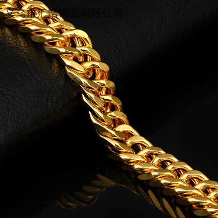 Bijuterii barbati - Bratara Cuban Chain Link, placata cu aur 18K, 20 cm, auriu