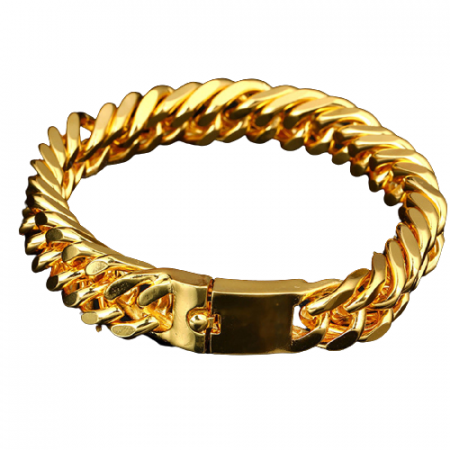 Bratara Cuban Chain Link, placata cu aur 18K, 20 cm, auriu [3]