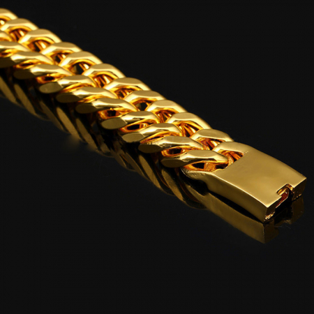 Bratara Cuban Chain Link, placata cu aur 18K, 20 cm, auriu [1]