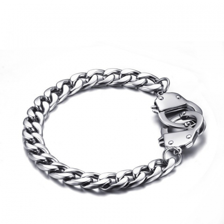 Bijuterii barbati - Bratara Cuban Chain, model catuse, otel inoxidabil, 20 cm, argintiu