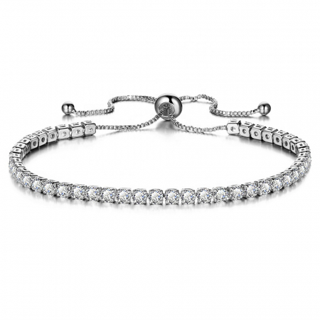 Bijuterii dama - Bratara de dama model Tennis placata cu argint, reglabila, 15+4cm, pietre zirconiu. argintiu