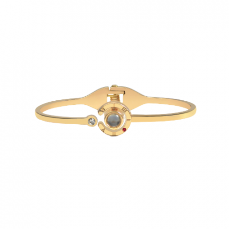 Bijuterii dama - Bratara de dama tip Bangle fixa cu proiectie " Te iubesc " in 100 de limbi diferite, placat cu aur 18K, otel inoxidabil, auriu