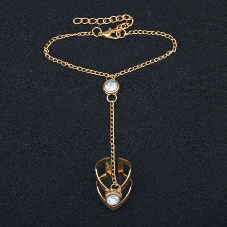 Bratara de mana cu inel, pietre zirconiu, placat cu aur 14k, auriu [3]