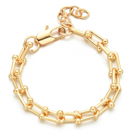 Bratara din lant, reglabila, placata cu aur 18K, prindere lobster, auriu [2]