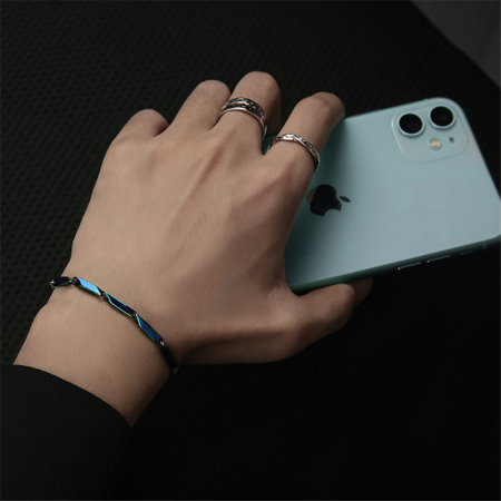 Bratara din otel inoxidabil cu efect de curcubeu, model tip lant, culoare rainbow, Tessero, 17+5 cm, unisex, multicolor [1]