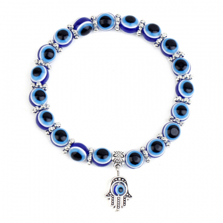 Bijuterii dama - Bratara elastica unisex Evil Eye, ochiul pazitor, albastru, Tessero
