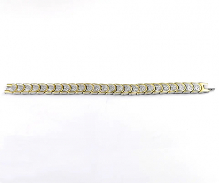 Bratara magnetica si terapeutica pentru o stare de bine si protectie, antidepresie, model tip solzi, otel inoxdaibil, placata cu aur 18K, Tessero, argintiu si auriu [1]