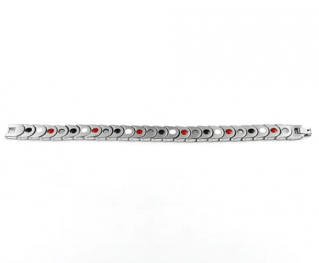 Bratara magnetica si terapeutica pentru o stare de bine si protectie, antidepresie, model tip solzi, otel inoxdaibil, placata cu aur 18K, Tessero, argintiu si auriu [2]