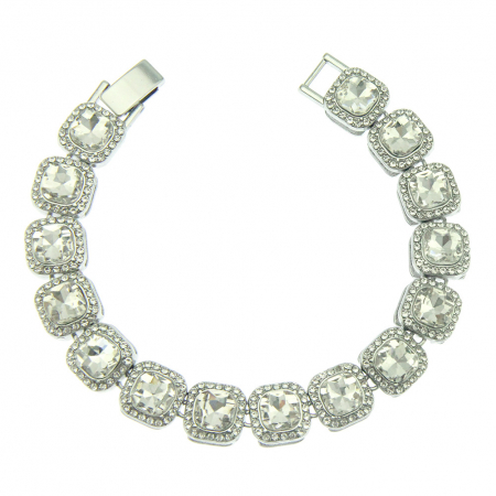 Bratara model Cuban Diamond luxury, 12mm, placat cu aur 18K, pietre zirconiu, argintiu [2]