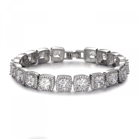 Bratara model Cuban Diamond luxury, 12mm, placat cu aur 18K, pietre zirconiu, argintiu [1]