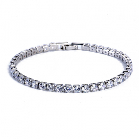 Bijuterii dama - Bratara model Tennis, 4mm, pietre din zirconiu alb, unisex, argintie