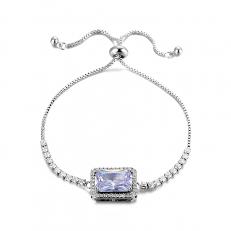Bijuterii dama - Bratara model Tennis cu cristal CZ, reglabila, pietre zirconiu, argintiu