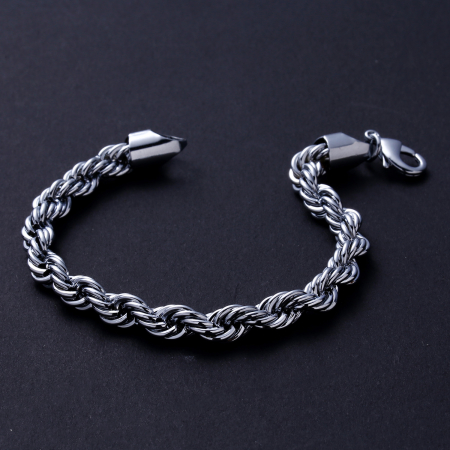 Bratara Rope din lant masiv, otel inoxidabil, 21 cm, argintiu [3]
