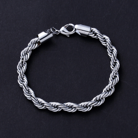 Bratara Rope din lant masiv, otel inoxidabil, 21 cm, argintiu [1]