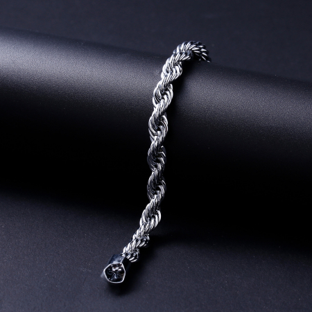Bratara Rope din lant masiv, otel inoxidabil, 21 cm, argintiu [2]