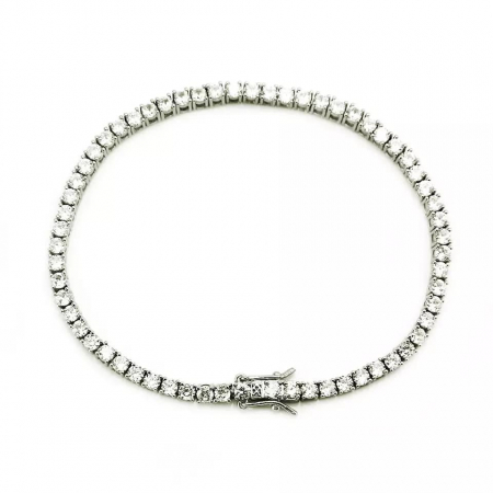 Bratara Tennis cu pietre zirconiu, placat cu aur 18K, inchidere cu catarama, 3 mm, 18 cm, unisex, Tessero, argintiu [1]