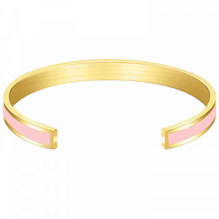 Bijuterii dama - Bratara tip Bangle fixa, model roz, otel inoxidabil, prindere cu magnet, placata cu aur 18K, Tessero, auriu