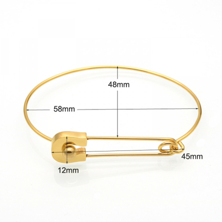 Bijuterii dama - Bratara tip bangle, model ac de singuranta, placat cu aur 18K, otel inoxidabil, auriu