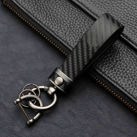 Brelocuri - Breloc cu model carbon, maner de prindere, pentru chei si genti, unisex, negru