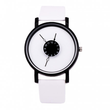 Ceasuri barbatesti - Ceas de mana rotund analog, model creativ cu sageti, mecanism quartz, unisex, Tessero, alb