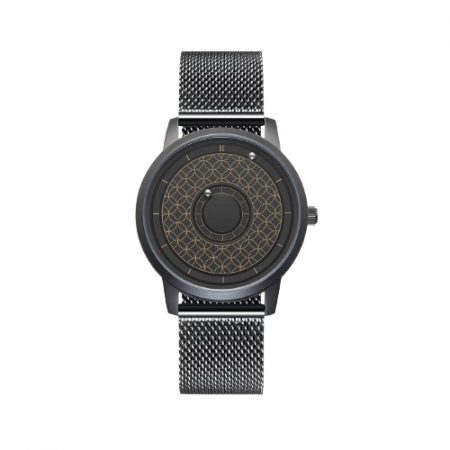 Ceasuri barbatesti - Ceas Eutour E010 cu bilute actionate magnetic, mecanism quartz elvetian, sticla safir, otel inoxidabil, negru