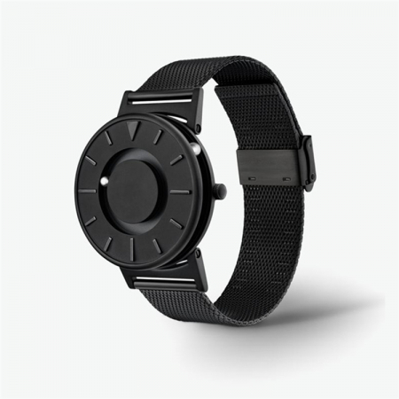 Ceasuri barbatesti - Ceas Eutour E011 cu bilute actionate magnetic, mecanism quartz elvetian, curea din otel inoxidabil, negru