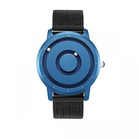 Ceasuri barbatesti - Ceas Eutour E024 cu bilute actionate magnetic, mecanism quartz elvetian, otel inoxidabil, albastru