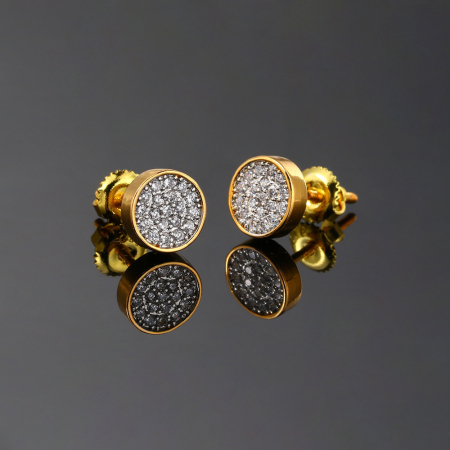 Bijuterii dama - Cercei de dama, model tip stud cu pietre zirconiu, placat cu aur 18K, otel inoxidabil, Tessero, auriu
