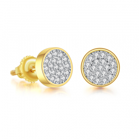 Cercei de dama, model tip stud cu pietre zirconiu, placat cu aur 18K, otel inoxidabil, Tessero, auriu [1]