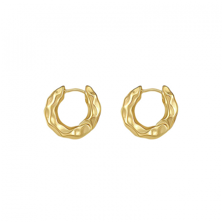 Cercei de dama rotunzi, model incretit, placat cu aur 18K, Tessero, auriu [2]