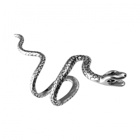 Bijuterii dama - Cercel pentru toata urechea tip earcuff, unisex, model sarpe, placat cu argint, Tessero, argintiu