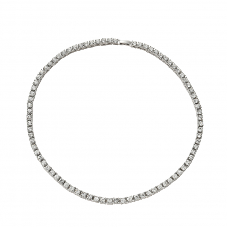 Bijuterii barbati - Colier Tennis unisex, pietre zirconiu, placat cu aur 18K, argintiu, 60 cm