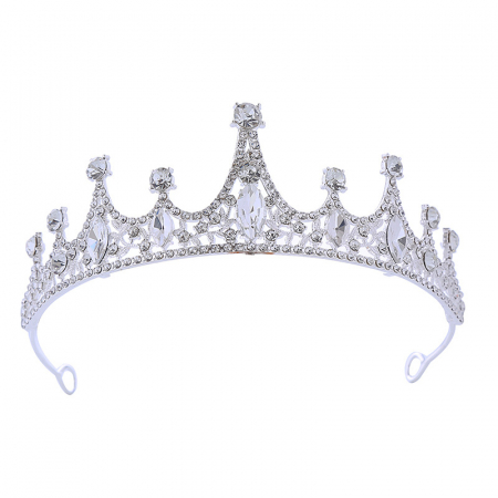 Accesorii par - Coronita pentru par, strasuri din pietre zirconiu, metalic, marime universala, argintiu