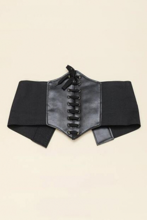 Corset modelator pentru talie de viespe, model cu snur, elastan, Tessero, marime universala, negru [1]