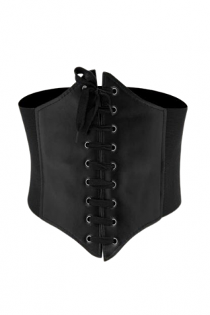 Corset modelator pentru talie de viespe, model cu snur, elastan, Tessero, marime universala, negru [2]