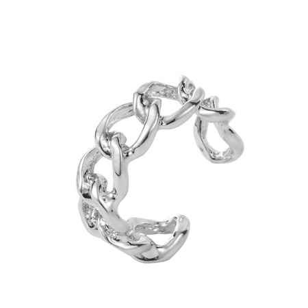Bijuterii dama - Inel de dama model Cuban Chain link, marime reglabila, placat cu aur 18K, argintiu