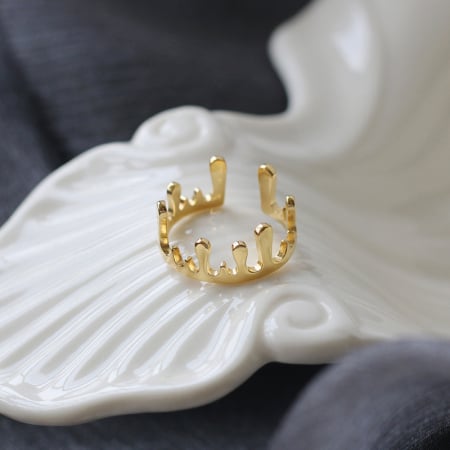 Inel de dama, model lava, placat cu aur 18K, marime reglabila, auriu [1]