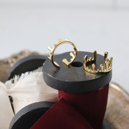 Bijuterii dama - Inel de dama, model lava, placat cu aur 18K, marime reglabila, auriu