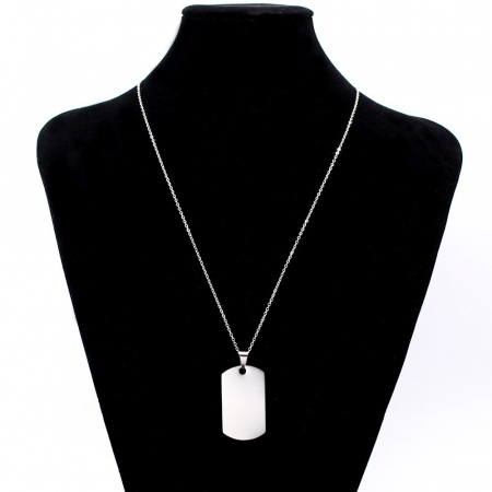 Lant cu pandantiv placuta identificare nume army, dog tag, otel inoxidabil, argintiu [3]