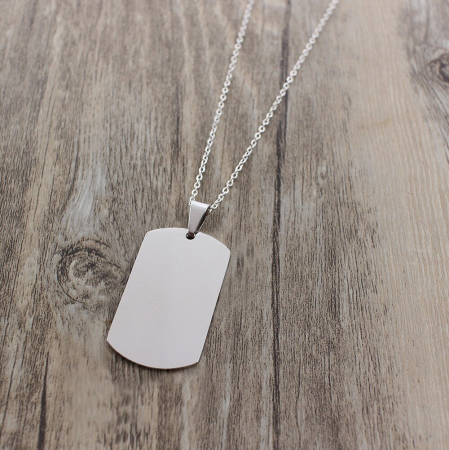 Lant cu pandantiv placuta identificare nume army, dog tag, otel inoxidabil, argintiu [1]
