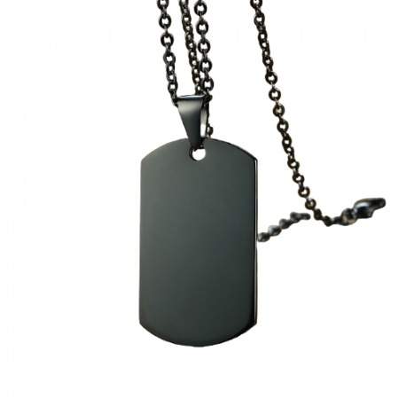 Bijuterii barbati - Lant cu pandantiv placuta identificare nume army, dog tag, otel inoxidabil, negru