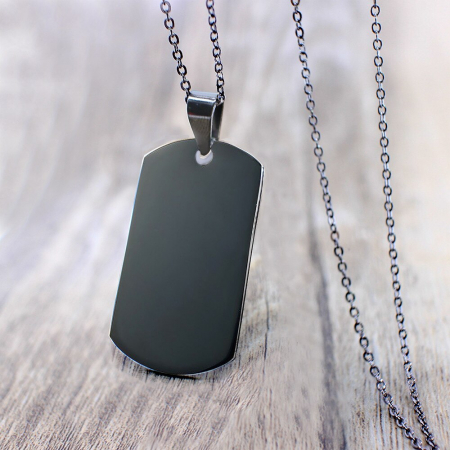 Lant cu pandantiv placuta identificare nume army, dog tag, otel inoxidabil, negru [1]