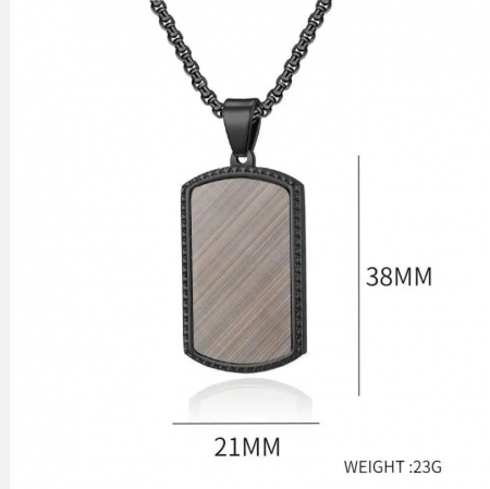 Lantisor barbatesc design cubic cu pandantiv placuta army cu model holografic, dog tag, otel inoxidabil, Tessero, negru [1]
