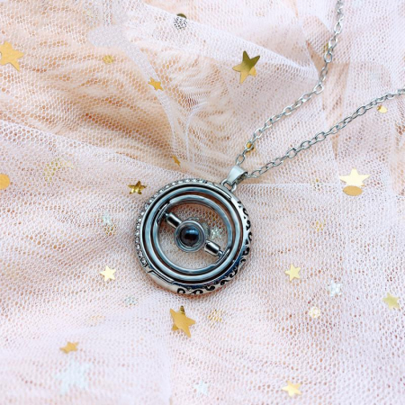 Bijuterii dama - Lantisor cu pandantiv astronomic, sfera pliabila, unisex, proiectie "Te iubesc"' in 100 de limbi diferite, placat cu aur 18K, argintiu