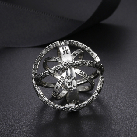 Lantisor cu pandantiv astronomic, sfera pliabila, unisex, proiectie "Te iubesc"' in 100 de limbi diferite, placat cu aur 18K, argintiu [1]