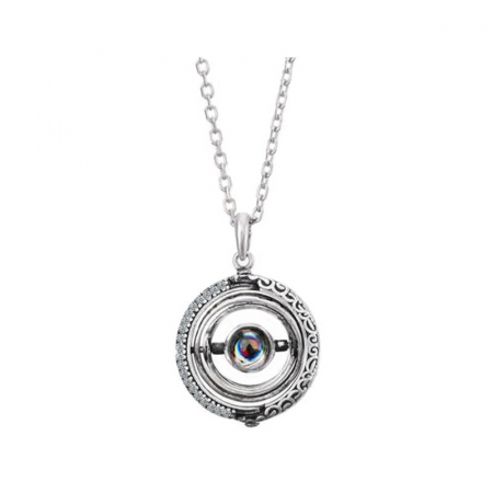 Lantisor cu pandantiv astronomic, sfera pliabila, unisex, proiectie "Te iubesc"' in 100 de limbi diferite, placat cu aur 18K, argintiu [3]